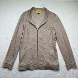 St. John Spa | Comfortable Long Sleeve Tan Zip Up Jacket Size Medium
